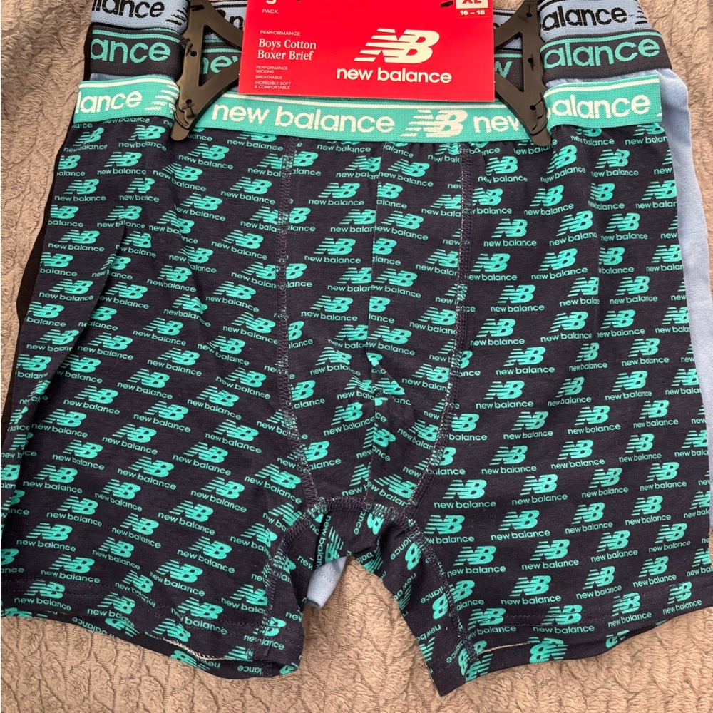 New Balance Boys 3 pack Boxer Briefs - Black and Light Blue